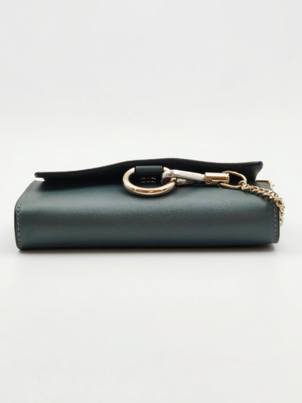 Chloé Faye Small Crossbody Bag Dark Green Suede Leather Gold Chain Authentic - Picture 5 of 12